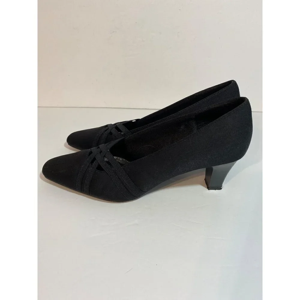 Life Stride‎ Shoes Women's 8 M Sofia Crossover Pump Slip On Black Fabric